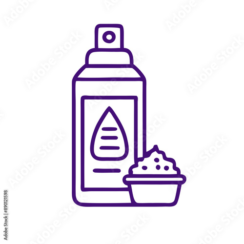 dandruff shampoo Outline  Icon with Drop Symbol, Minimalist Purple Vector Design