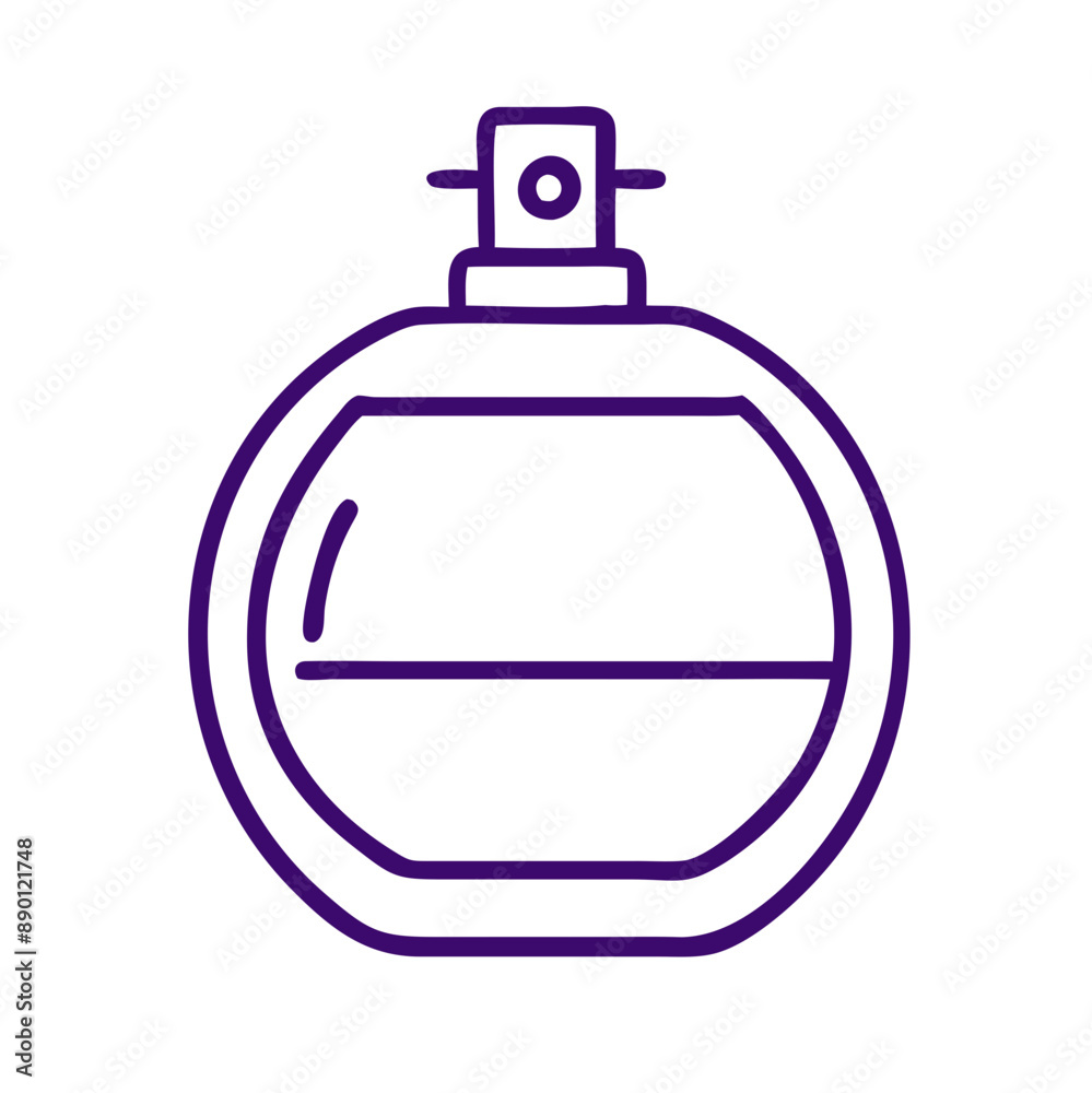 perfume bottle Outline Icon with Drop Symbol, Minimalist Purple Vector Design perfume bottle Outline Icon with Drop Symbol, Minimalist Purple Vector Design