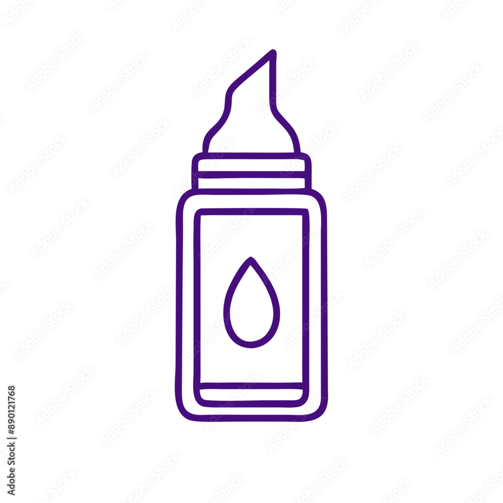 serum Outline  Icon with Drop Symbol, Minimalist Purple Vector Design