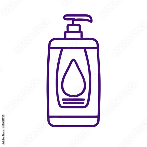 micellar water Outline  Icon with Drop Symbol, Minimalist Purple Vector Design