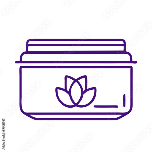 pomade Outline  Icon with Drop Symbol, Minimalist Purple Vector Design