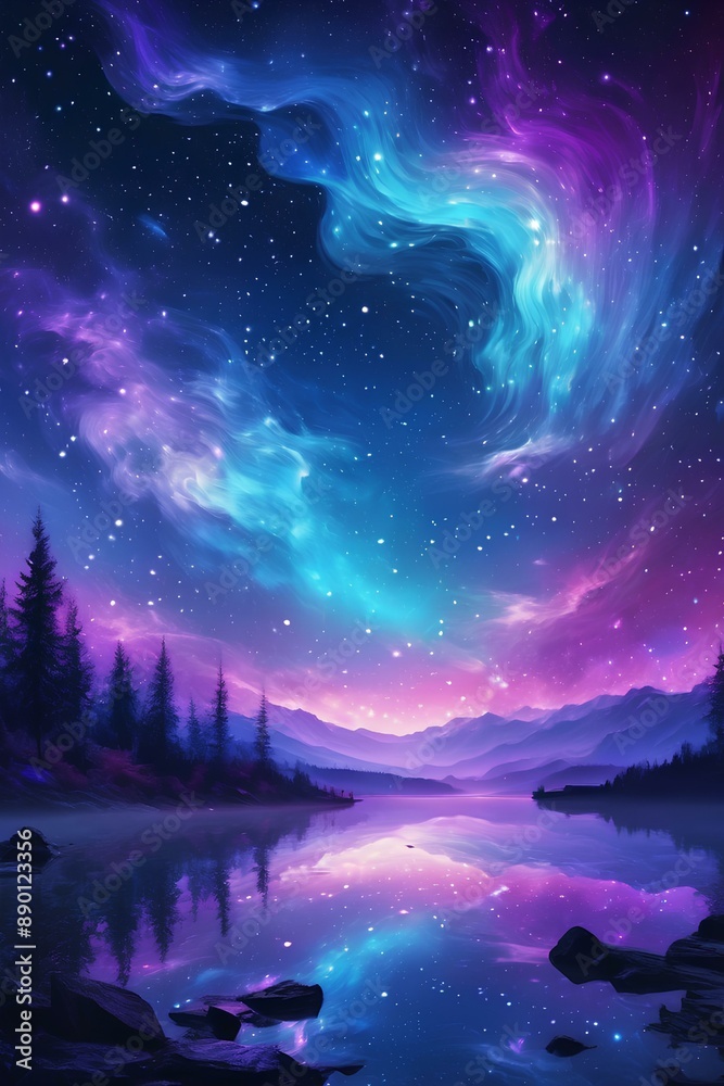 Fototapeta premium night sky and stars, A picture of the night sky stars in the color of space, a clear, background screen in high definition