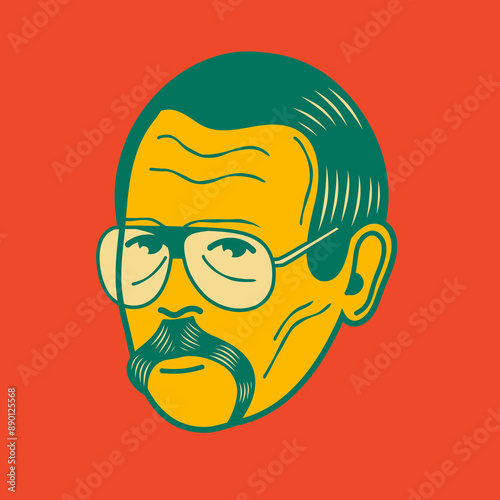 Old man face avatar illustration graphic design 2