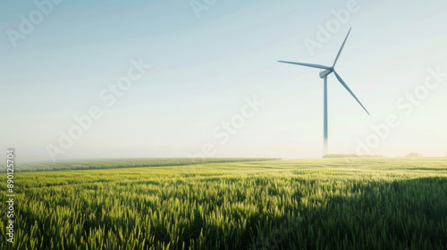 Aesthetic Shot Of Windmill in the middle of the greenfield