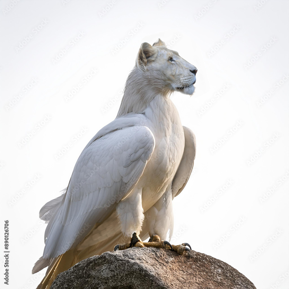 aigle blanc, avec la tête de lion, créature mythique, grec, symbol ...