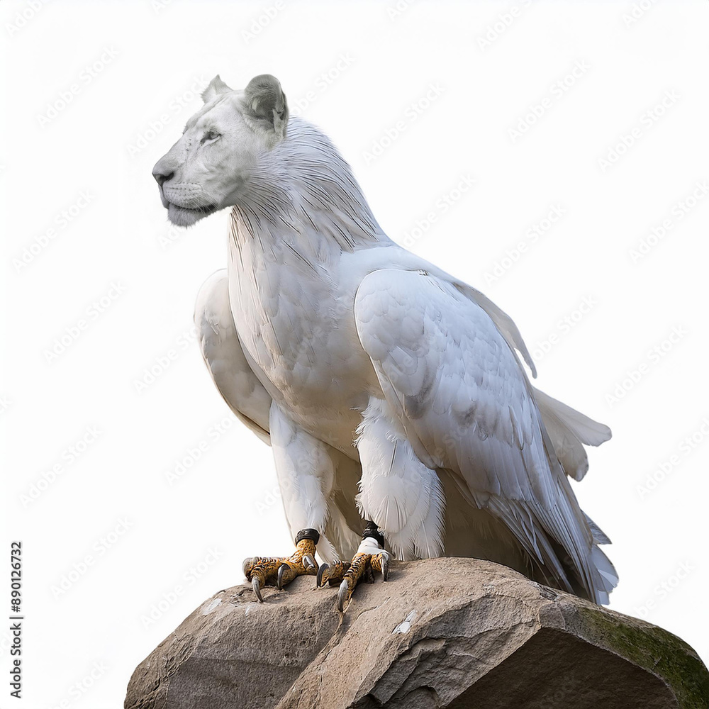 aigle blanc, avec la tête de lion, créature mythique, grec, symbol ...