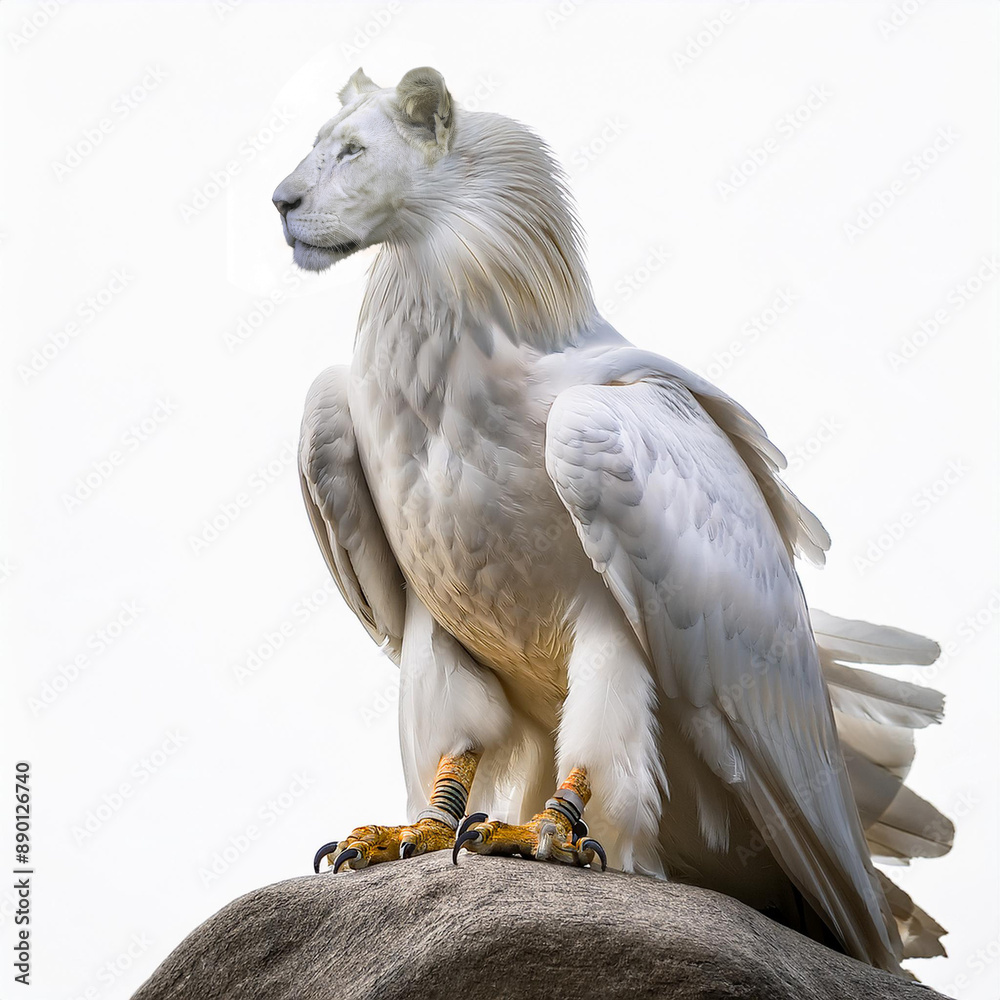 aigle blanc, avec la tête de lion, créature mythique, grec, symbol ...