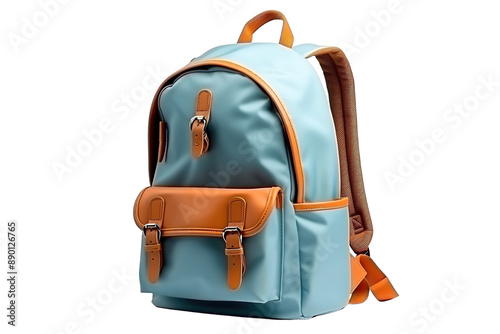 A Sky Blue Backpack Ready for Adventure on a Clear PNG or White Background.
