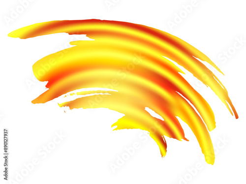 Vector Brush Stroke. Abstract Fluid Splash. Watercolor Textured Background.  Isolated Splash on White Backdrop. Sale Banner Brushstroke. Fortuna Gold and Yellow Gradient Paintbrush.