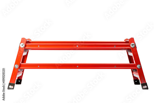 A Sturdy Red Step Ladder Ready for Use on a Clear PNG or White Background. photo