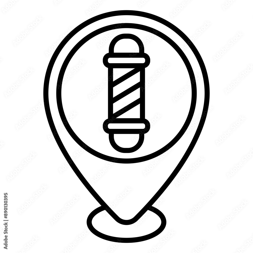 Illustration of Barber Location Line Icon