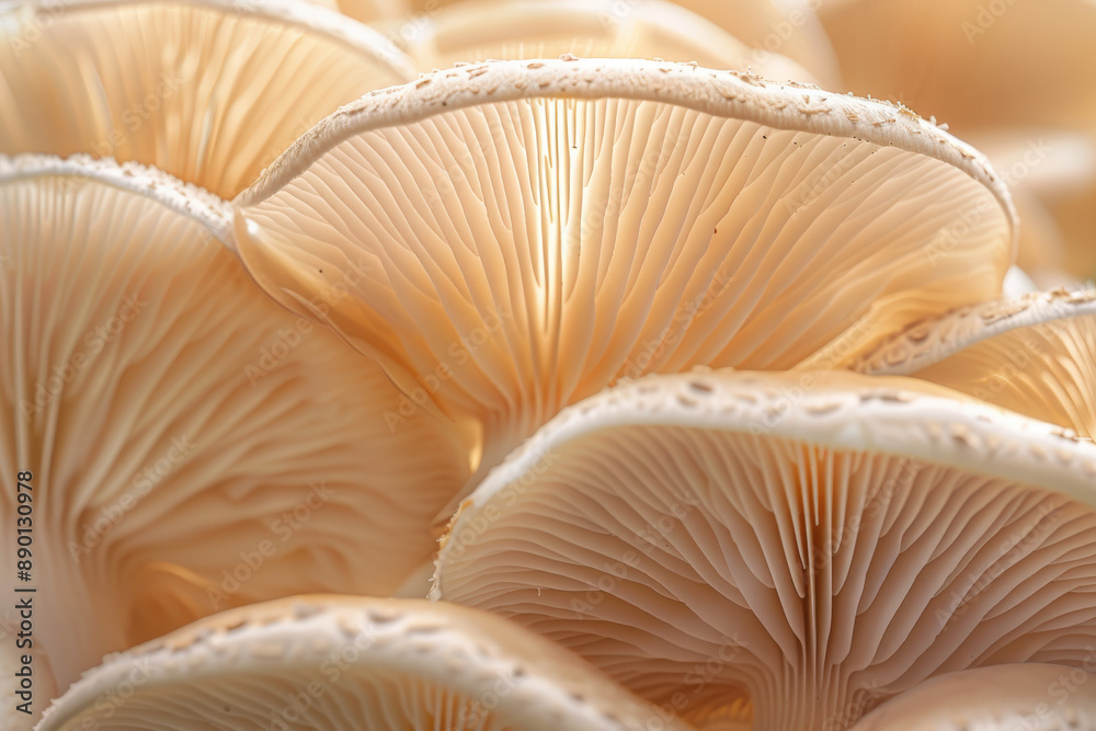 Close-Up of Gilled Mushrooms Macro Photograph of Gilled Mushrooms Showing Detailed Structures in Soft Light Close-Up of Gilled Mushrooms Macro Photograph of Gilled Mushrooms Showing Detailed Structures in Soft Light