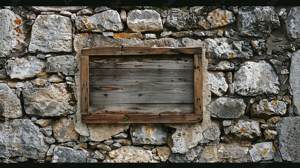 An artifice notification board mounted on a cut stone wall. An artifice notification board mounted on a cut stone wall.
