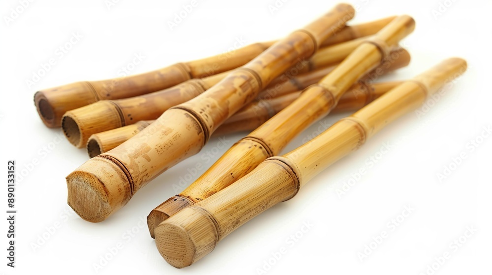 Bamboo massage sticks isolated on a white background, representing spa treatments, healthy lifestyles, and relaxation. Bamboo massage sticks isolated on a white background, representing spa treatments, healthy lifestyles, and relaxation.