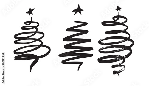 tree pine merry christmas drawing paint black dark color winter season december january month element happy new year 2024 2025 2026 time start beginning gift award sale object star charcter icon art