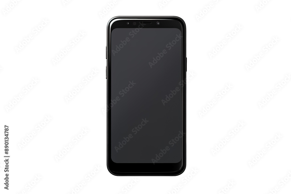 A Sleek Black Smartphone Ready For Action Against a White Background on a Clear PNG or White Background. A Sleek Black Smartphone Ready For Action Against a White Background on a Clear PNG or White Background.