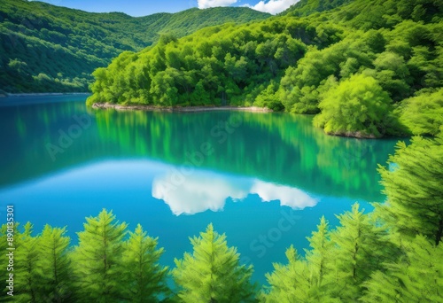 serene blue lakes surrounded lush green hills, nature, scenery, tranquil, idyllic, landscape, peaceful, countryside, emerald, waters, verdant, mountains