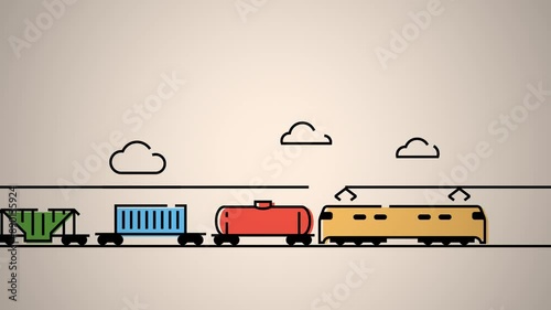 Animation of a freight train in motion