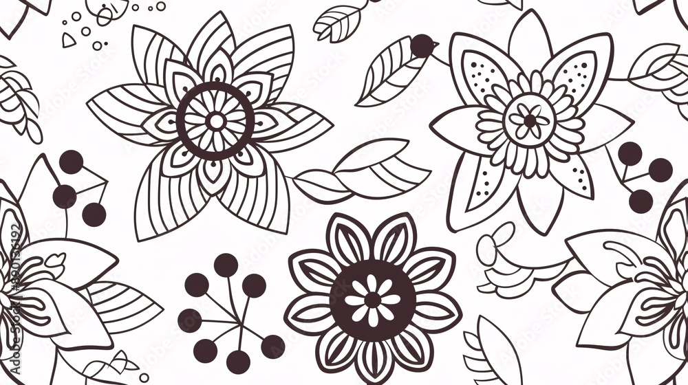 Seamless pattern intricate black and white mandala pattern Seamless pattern intricate black and white mandala pattern