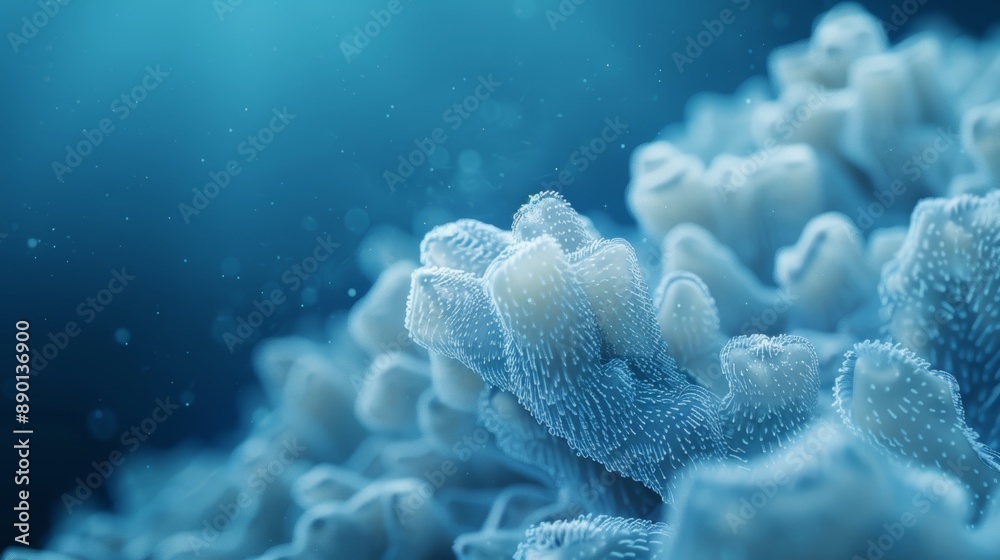 Close-up of intricate blue coral structures underwater, showcasing natural marine beauty and detailed textures in a serene oceanic environment. Close-up of intricate blue coral structures underwater, showcasing natural marine beauty and detailed textures in a serene oceanic environment.