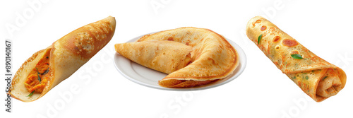 Set of Indian Dosa isolated on transparent background