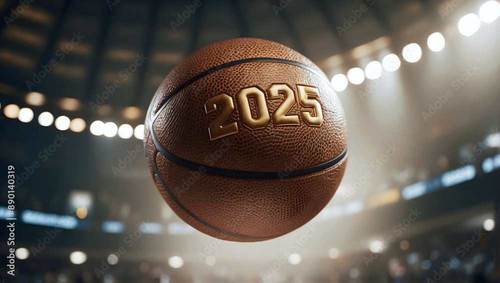 happy new 2025 year basketball themed, basket ball background, sport concept, festive template, numbers