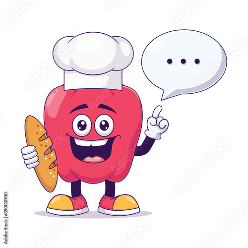 Baker red bell pepper cartoon mascot character