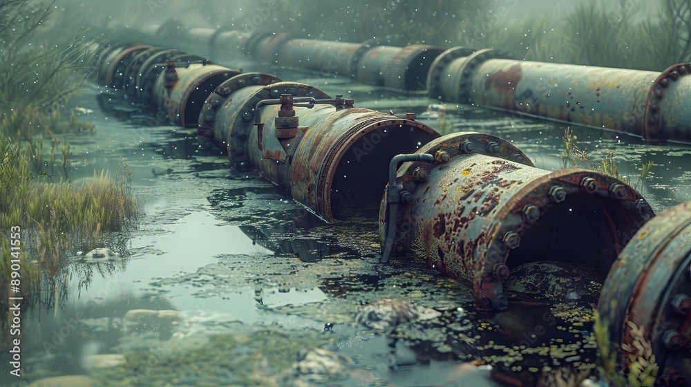 Underwater pipelines are inspected by a robot for signs of damage. Underwater pipelines are inspected by a robot for signs of damage.