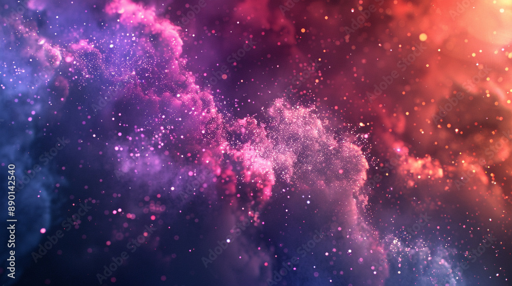 Fototapeta premium Bright galaxy cloud with multicolored hues and twinkling stars, perfect for a cosmic wallpaper