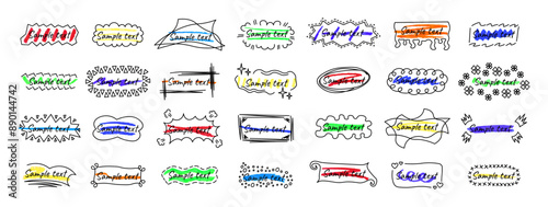 Set of frames for text in hand drawn style. Oil pastel effect. Vector text boxes of various shapes isolated on white background