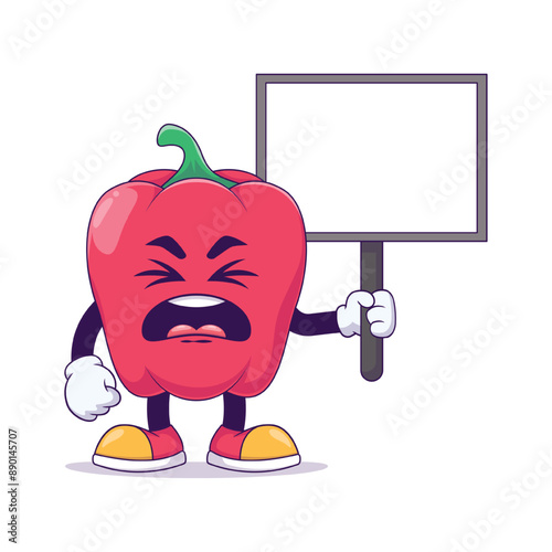 disgust or sneezing red bell pepper cartoon