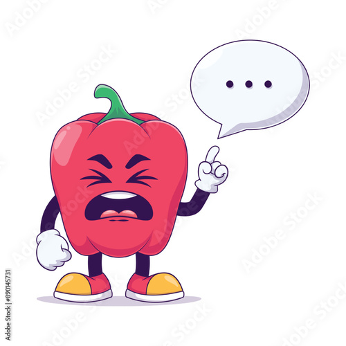 disgust or sneezing red bell pepper cartoon