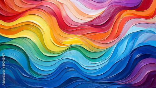 Delicate colorful rainbow LGBT wallpaper with wavy texture, beautiful 4K desktop wallpaper