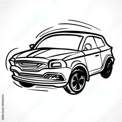 Suv automotive negative space icon. Car logo template. Autombile vector illustration for label, badge, advertisement or sign. Isolated on white background. photo