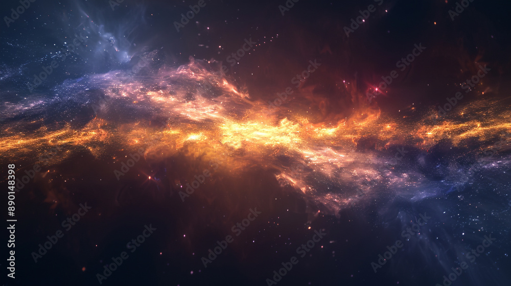 Fototapeta premium Majestic galaxy cloud with radiant colors and twinkling stars, perfect for a supernova background.