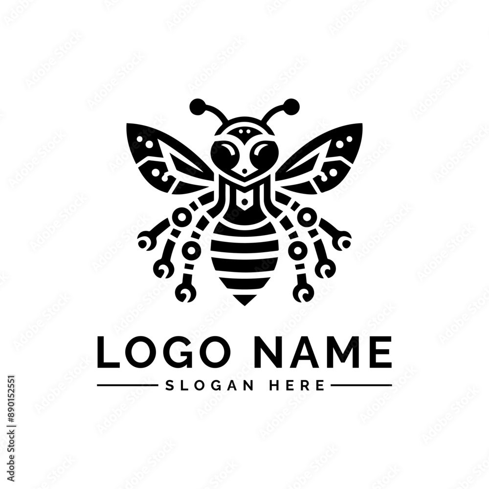 Obraz premium bee mascot robot cartoon logo vector