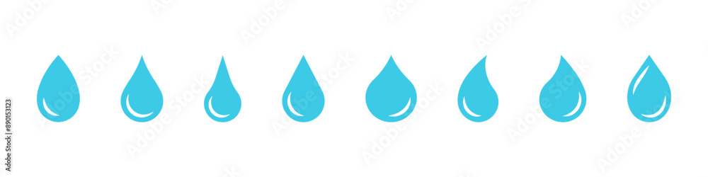 Water drop shape icon set. Blood icon symbol silhouette. Various shapes of water drops, water and rain simple icon. Plumbing logo. Blood or oil drop. Vector illustration Water drop shape icon set. Blood icon symbol silhouette. Various shapes of water drops, water and rain simple icon. Plumbing logo. Blood or oil drop. Vector illustration