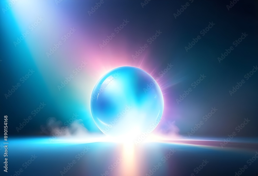 A glowing blue orb surrounded by a soft halo of light, with vibrant hues of purple and pink A glowing blue orb surrounded by a soft halo of light, with vibrant hues of purple and pink