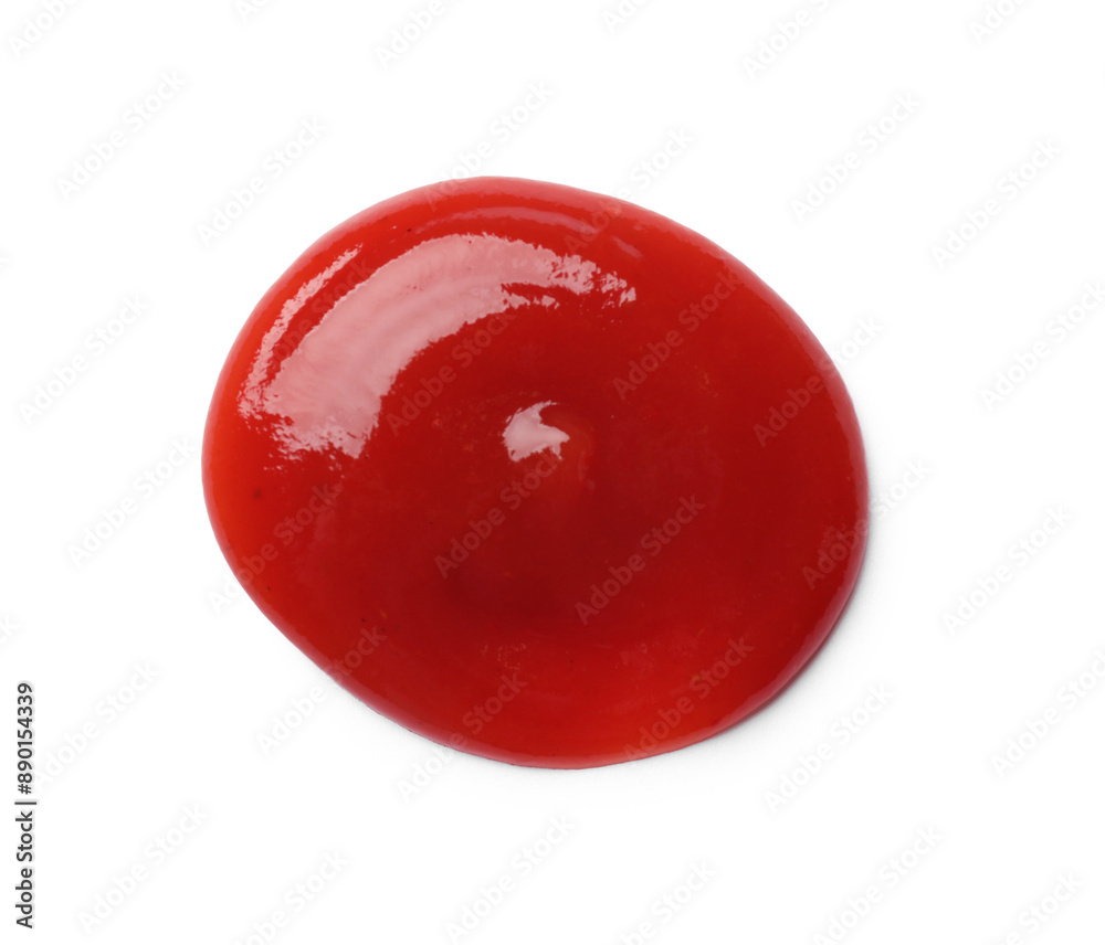 Tasty ketchup isolated on white, top view. Tomato sauce Tasty ketchup isolated on white, top view. Tomato sauce