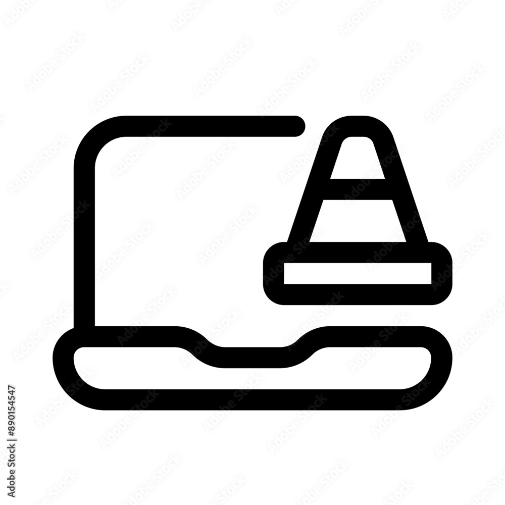 laptop-warning icon with line style, perfect for user interface projects laptop-warning icon with line style, perfect for user interface projects