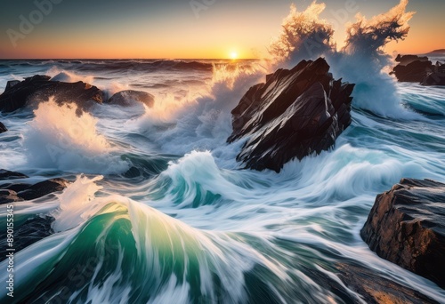 powerful waves crashing coastal rocks, ocean, water, splashing, force, nature, seaside, outdoors, scenery, boulders, shoreline, rugged, hitting, breaking