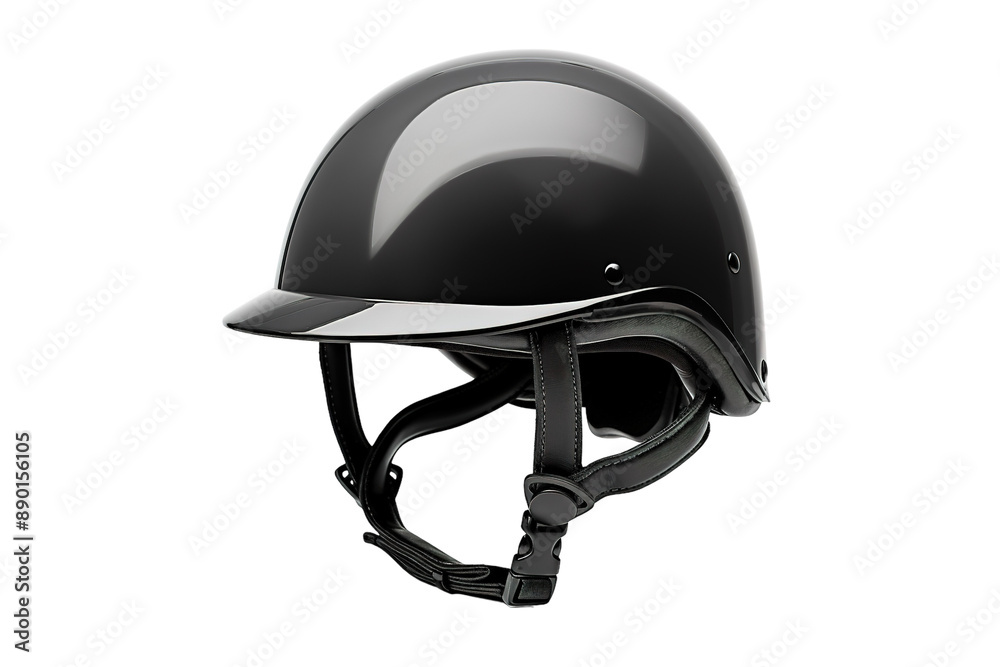 Fototapeta premium A Glossy Black Motorcycle Helmet Ready for the Open Road on a Clear PNG or White Background.