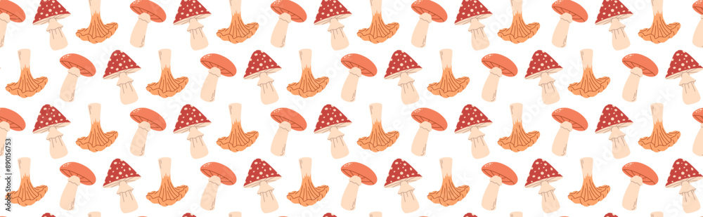 Autumn pattern. Mushrooms repeating pattern. Fall season background. Autumn pattern. Mushrooms repeating pattern. Fall season background.