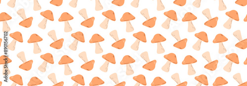 Autumn pattern. Mushrooms repeating pattern. Boletus. Fall season background.