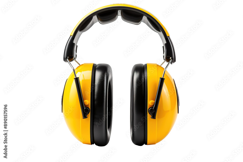 Yellow Earmuffs for Noise Reduction and Quiet Concentration on a Clear PNG or White Background. Yellow Earmuffs for Noise Reduction and Quiet Concentration on a Clear PNG or White Background.