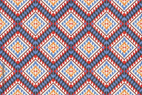 Navajo tribal vector seamless pattern. Native American ornament. Ethnic South Western decor style. Boho geometric ornament. Vector seamless pattern. Mexican blanket, rug. Woven carpet.