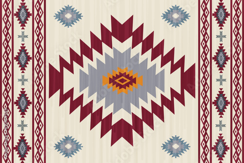 Navajo tribal vector seamless pattern. Native American ornament. Ethnic South Western decor style. Boho geometric ornament. Vector seamless pattern. Mexican blanket, rug. Woven carpet.