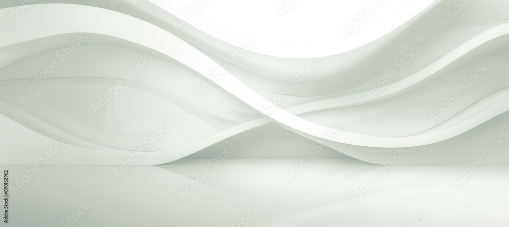 Obraz premium White Abstract Empty Podium With Wavy Surfaces Background. Template On Center. 3D Rendering.