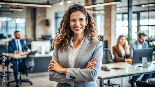 Portrait, smile and business woman with arms crossed in office, proud or positive attitude. Content editor, employee and female person with pride, ambition and professional for journalism career