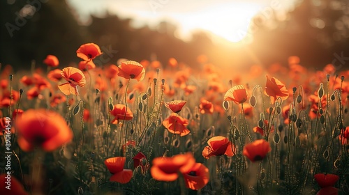 Poppy Field At Sunset #890164549